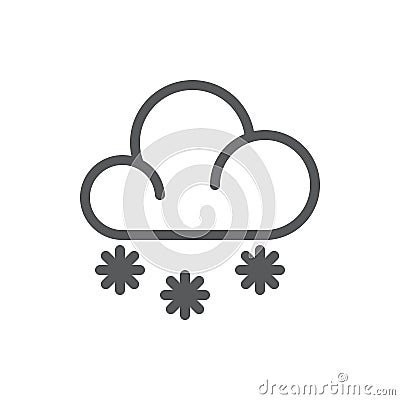 Cloud with snowflakes pixel perfect icon with editable stroke - winter seasonal element of snowy weather. Vector Illustration