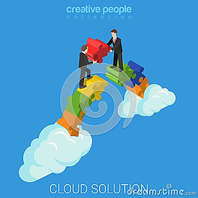 Cloud solution business technology flat 3d vector isometric Vector Illustration