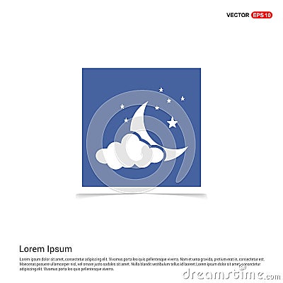 cloud,Star,Moon, Icon - Blue photo Frame Vector Illustration