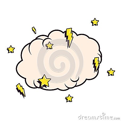 cloud stars rays comic pop art retro Cartoon Illustration