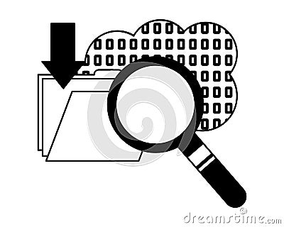 cloud storage binary folder file searching data Cartoon Illustration