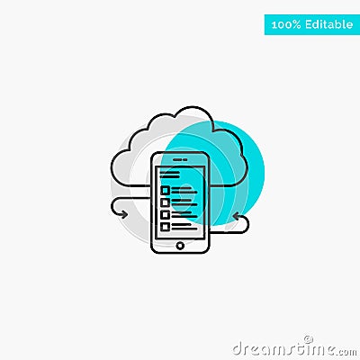 Cloud storage, Business, Cloud Storage, Clouds, Information, Mobile, Safety turquoise highlight circle point Vector icon Vector Illustration