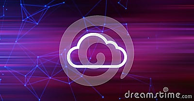 cloud storage digital technology internet network background, sytem hologram link working, web of internet of things Cartoon Illustration