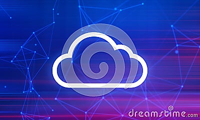 Cloud storage digital technology internet network background, sytem hologram link working, web of internet of things Cartoon Illustration