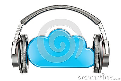 Cloud storage with headphones, music concept Stock Photo