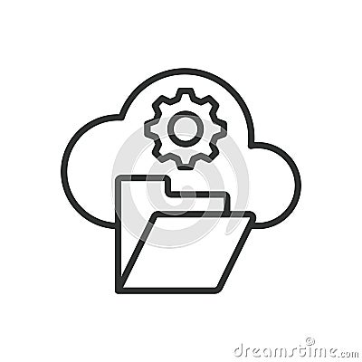 Cloud Storage, icon in line design. Cloud storage, cloud data, cloud computing, data storage, online storage, file Vector Illustration