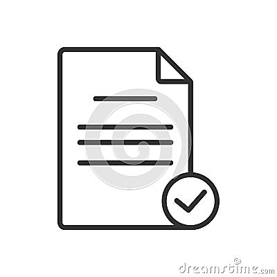 Documents done, icon in line design. Documents, done, file, completed, folder, office, task on white background vector Vector Illustration