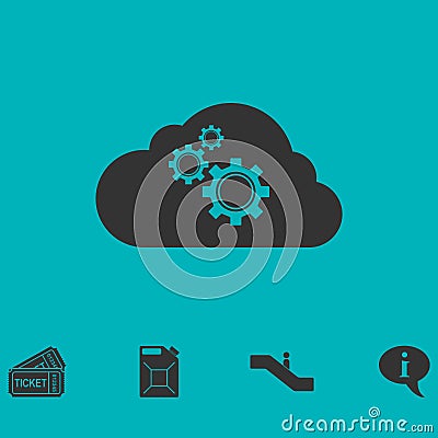 Cloud storage preferences icon flat Vector Illustration