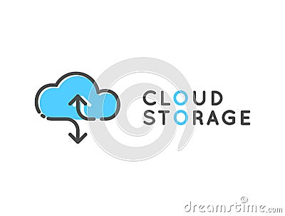 Cloud storage vector logotype. Data share logo with space for text on white background Stock Photo