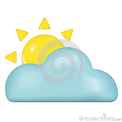 Cloud with sun emoji icon. Cloudy sunny day weather symbol. Vector illustration Vector Illustration