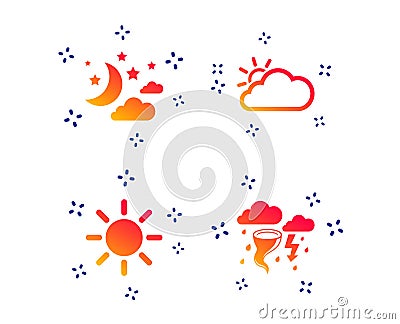 Cloud and sun icon. Storm symbol. Moon and stars. Vector Vector Illustration