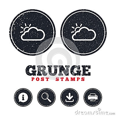 Cloud and sun sign icon. Weather symbol. Vector Illustration
