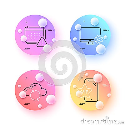 Cloud sync, Vip phone and Notification minimal line icons. For web application, printing. Vector Vector Illustration