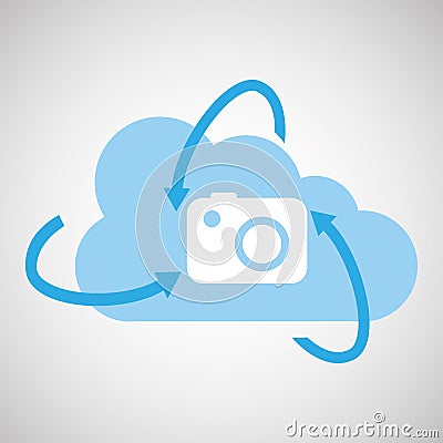 Cloud technology camera image media icon Vector Illustration