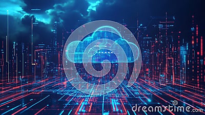 Cloud Technology Concept with Data Science Workflows and Automation Stock Photo