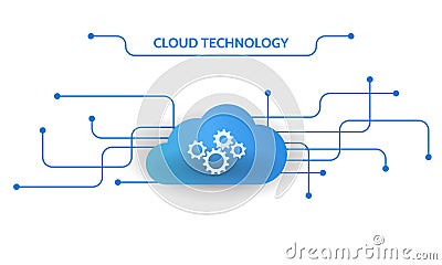 Cloud technology data service. Social networking. Design gear element. Vector illustration secure concept Vector Illustration