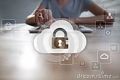 Cloud technology. Data storage. Networking and internet service concept Stock Photo