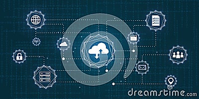 cloud technology Database technology. file access document sharing and storage. Stock Photo