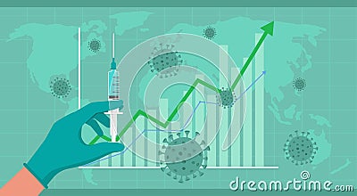 COVID-19 vaccine discovery impact on global economy and stock markets Vector Illustration