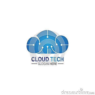 Cloud technology logo icon template.Cloud symbol with circuit pattern. IT and computers, internet and connectivity vector. Vector Illustration