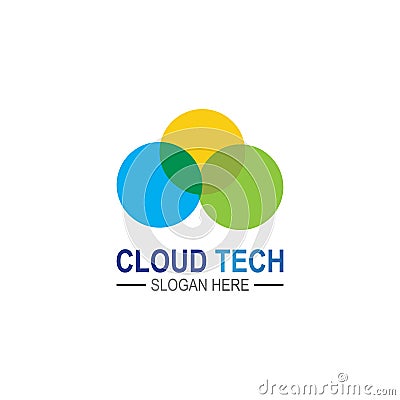 Cloud technology logo icon template.Cloud symbol with circuit pattern. IT and computers, internet and connectivity vector. Vector Illustration
