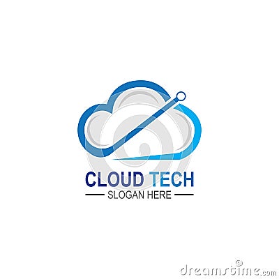 Cloud technology logo icon template.Cloud symbol with circuit pattern. IT and computers, internet and connectivity vector. Vector Illustration