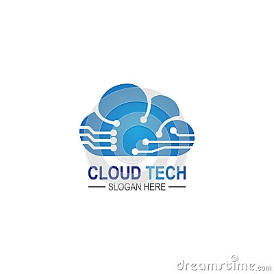 Cloud technology logo icon template.Cloud symbol with circuit pattern. IT and computers, internet and connectivity vector. Vector Illustration