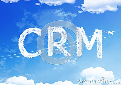 Cloud text : Customer relationship management (CRM) on the sky. Stock Photo