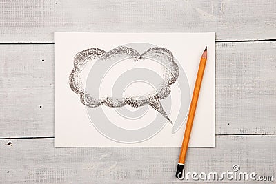 Cloud for a text drawn with pencil Stock Photo