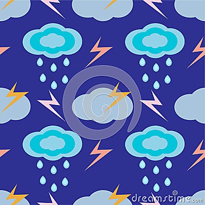 Cloud type seamless pattern on blue background Vector Illustration