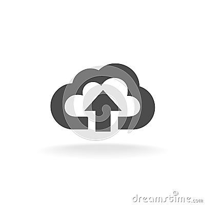 Cloud upload symbol. Black wide outline style icon Vector Illustration