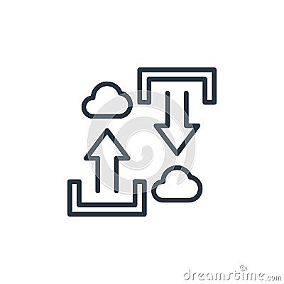 cloud uploading vector icon isolated on white background. Outline, thin line cloud uploading icon for website design and mobile, Vector Illustration
