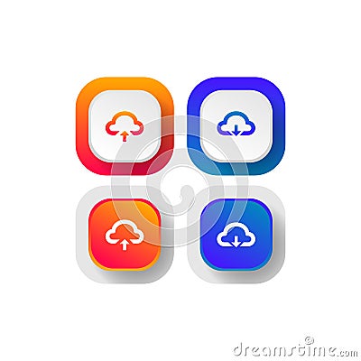 Cloud user interface icon button upload and download design template Stock Photo