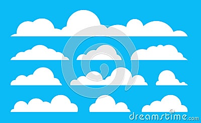 Cloud vector, Flat clouds abstract design, Icon environment natural on blue background Vector Illustration