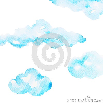 Cloud watercolor painting hand drawing on paper design Cartoon Illustration