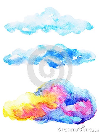 Cloud watercolor painting hand drawing on paper design illustration Cartoon Illustration