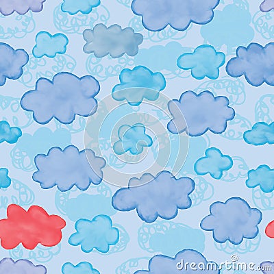 Cloud watercolor set seamless Vector Illustration