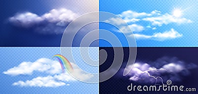 Cloud Weather Realistic Set Vector Illustration