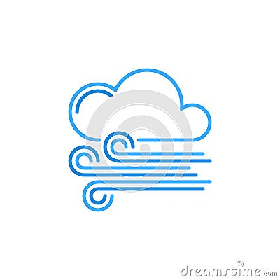 Cloud and Wind vector outline Weather concept blue icon Vector Illustration