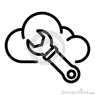 Cloud wrench icon, outline style Vector Illustration