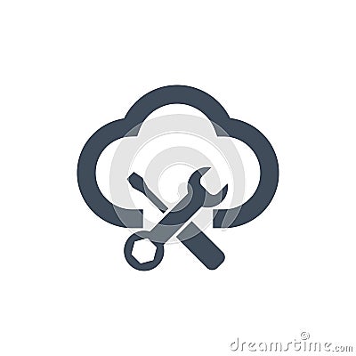 Cloud Wrench Tools icon repare maintance service pictograph. Vector illustration isolated on white background. Cartoon Illustration