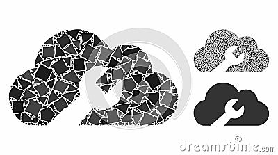 Cloud wrench tools Mosaic Icon of Rough Items Vector Illustration