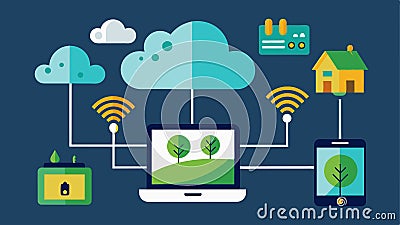 Cloudbased lighting control system that can be accessed from any internetenabled device providing convenience and Vector Illustration