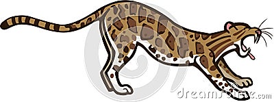 Clouded Leopard Yawning Vector Illustration