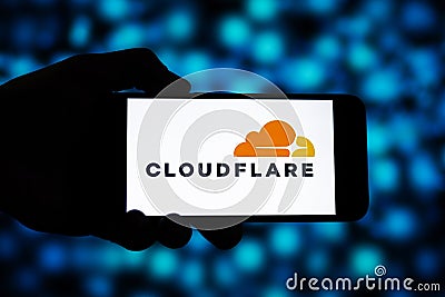 Cloudflare editorial. Cloudflare is an American content delivery network and DDoS mitigation company Editorial Stock Photo