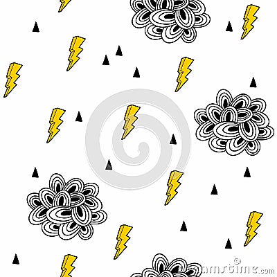 Cloudly sky seamless pattern. Vector Illustration