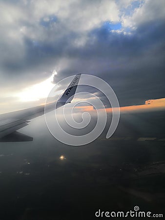 Clouds aeroplane window Strang formation Editorial Stock Photo