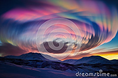 Clouds in the Arctic Circle after sunset. Ai generative Stock Photo