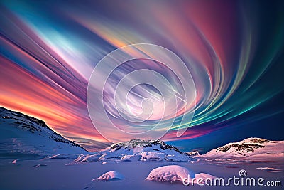 Clouds in the Arctic Circle after sunset. Ai generative Stock Photo