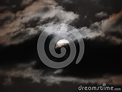 Grey clouds with moon Stock Photo